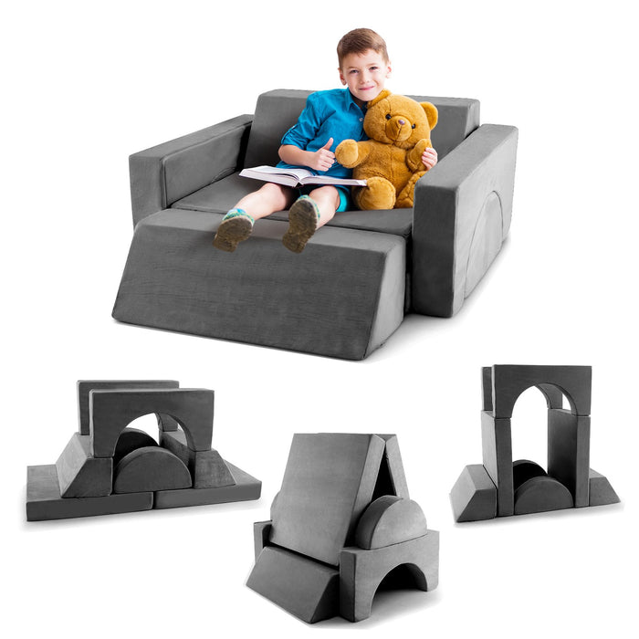Modular Play Sofa 8-Piece - Kids Interactive Play Couch with Machine-Washable Fabric - Ideal for Fun and Learning at Home