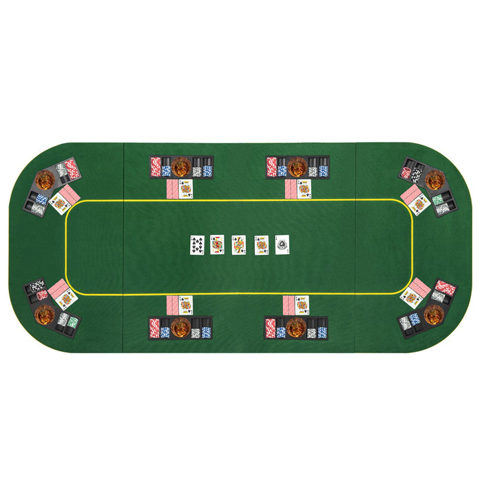 8-Player Foldable Poker Table Top with Carry Bag for Family Game Casin-