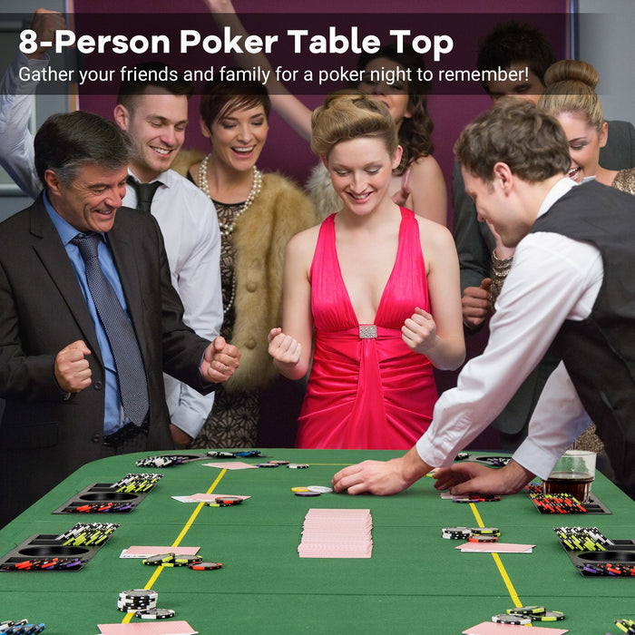 8-Player Foldable Poker Table Top with Carry Bag for Family Game Casin-