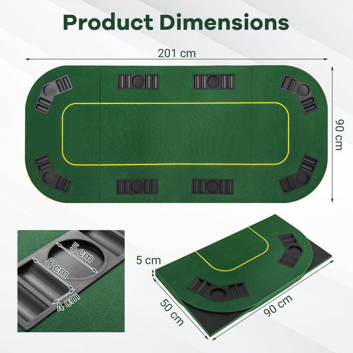 8-Player Foldable Poker Table Top with Carry Bag for Family Game Casin-