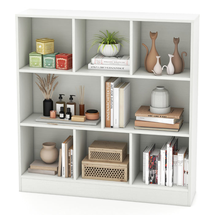 8-Cube Bookshelf with 2 Anti-Tipping Kits and Display Shelf for Home-