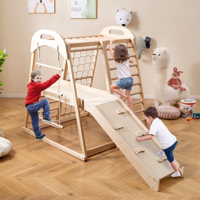 8-in-1 Jungle Gym Wooden Montessori Climber Playset -