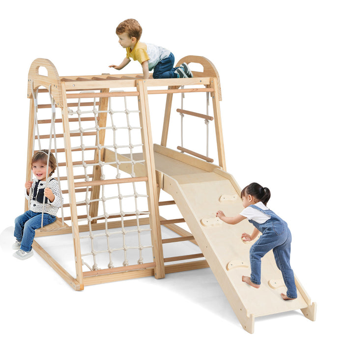 8-in-1 Jungle Gym Wooden Montessori Climber Playset -