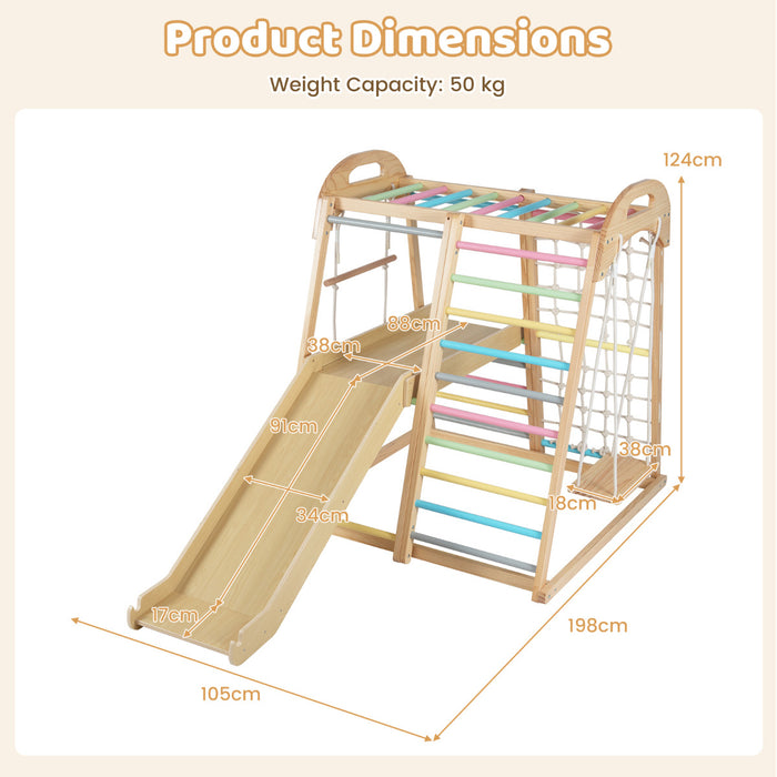 8-in-1 Jungle Gym Wooden Montessori Climber Playset -