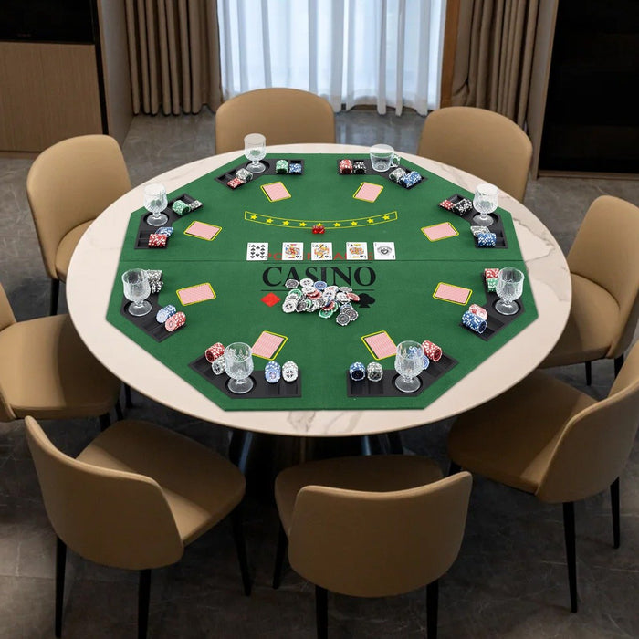 Poker Table Topper 8 Player - Foldable, Texas Holdem Compatible, Includes Carrying Bag - Perfect for Home Poker Games