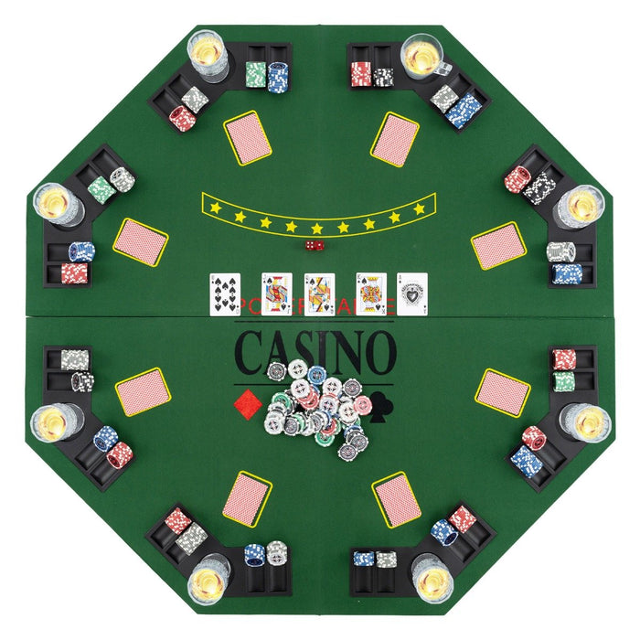 Poker Table Topper 8 Player - Foldable, Texas Holdem Compatible, Includes Carrying Bag - Perfect for Home Poker Games