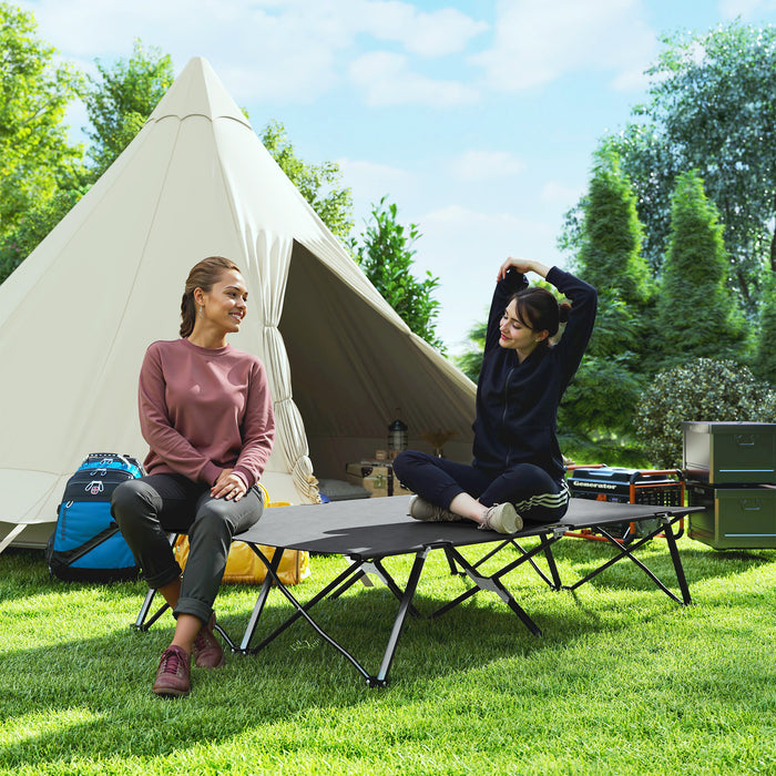 Outsunny Double Camping Cot Bed, with Bag - Charcoal Grey