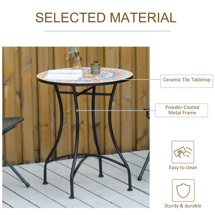 Outsunny Φ60cm Mosaic Outdoor Patio Table - Red