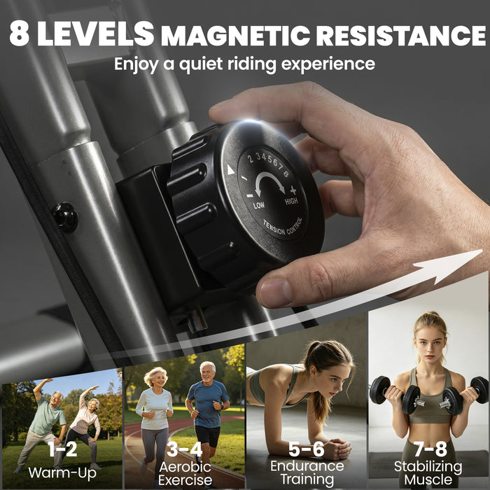 SPORTNOW 3-In-1 Folding Exercise Bike with Resistance Bands, Bluetooth App, 8-Level Magnetic Resistance, LCD Display, Black