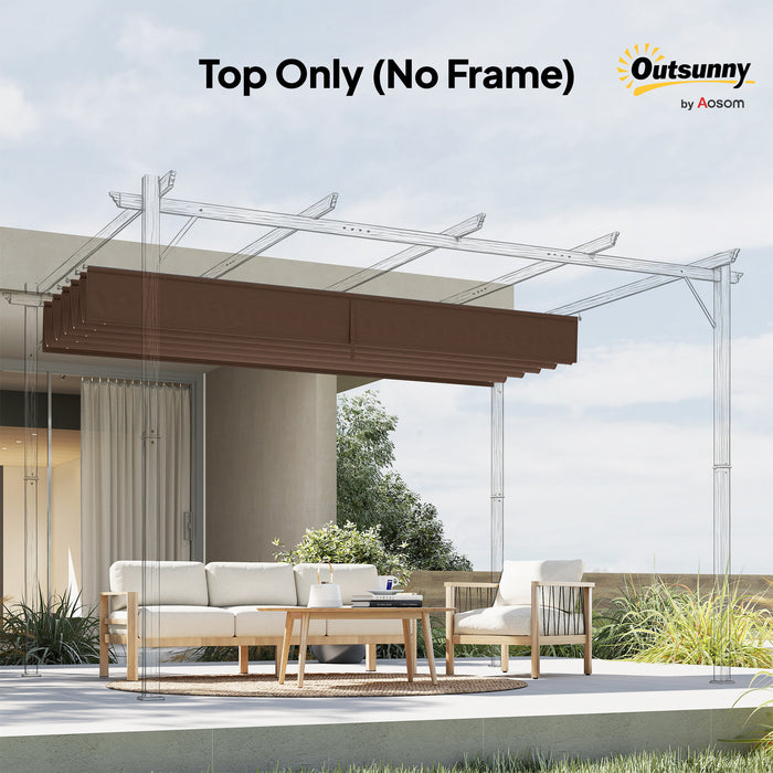 Outsunny Retractable Pergola Cover, 2.55 x 2.5 m Replacement Canopy Fabric for 3 x 3 m Frame, Roof Top Only, Brown