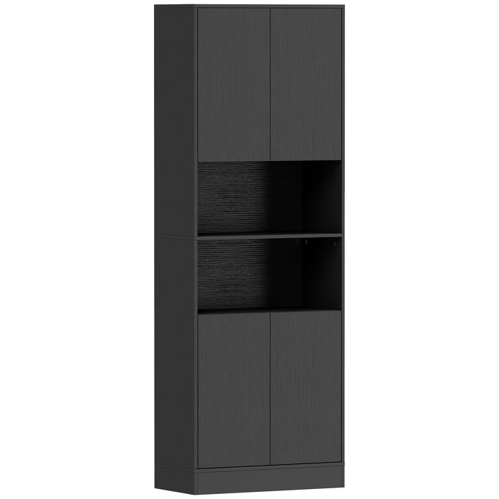 HOMCOM 170 cm Kitchen Pantry Cabinet, Freestanding Storage Cabinet with Soft-Close Hinges, Black Wood Effect