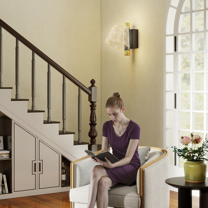 HOMCOM Led Wall Lamp 2 Pack, 5W Modern Indoor Starry Wall Light, Colour Temperature Adjustable 3000K/4000K/6500K, for Bedroom, Living Room, Hallway, Stairs, Black