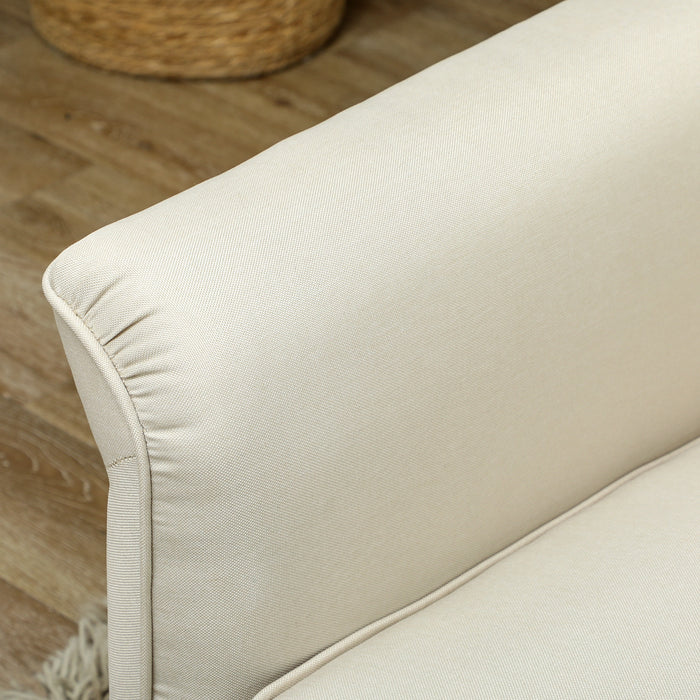 HOMCOM 3 Seater Sofa, Modern Fabric Sofa Couch with Spring Cushion, Rubber Wood Legs, 191cm Upholstered Settee for Living Room, Bedroom, Home Office, Guest Room, Cream White