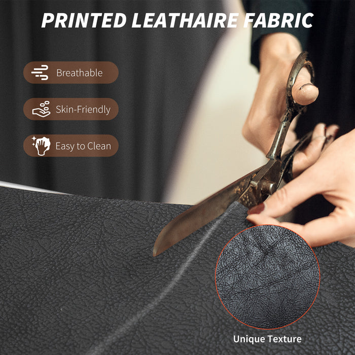 HOMCOM Leathaire Reclining Office Chair with Lumbar Support Pillow - Black