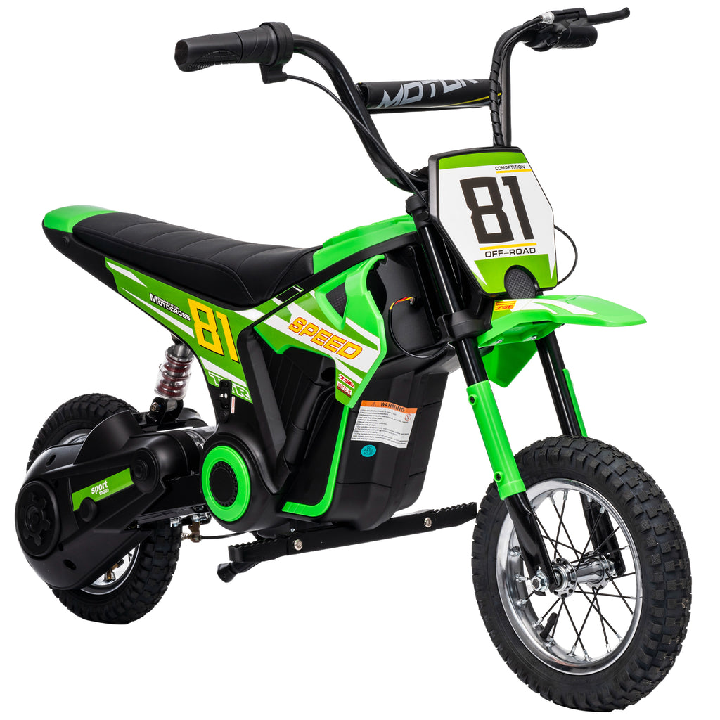 AIYAPLAY Kids Electric Motorbike, 24V Ride On Motorcycle with 3 Speeds and Rear Suspension, Dirt Bike for 8-12 Years Old, Green