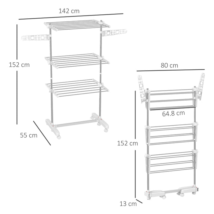 HOMCOM 3 Layers Folding Cloth Hanger Stand-White/Silver | Aosom UK