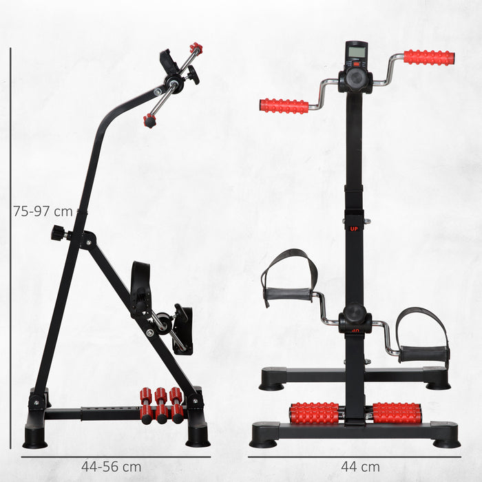 HOMCOM Portable Exercise Bike for Home Pedal Exerciser Height-adjustable 56L x 44- 56W x 75- 97H cm Black and Red