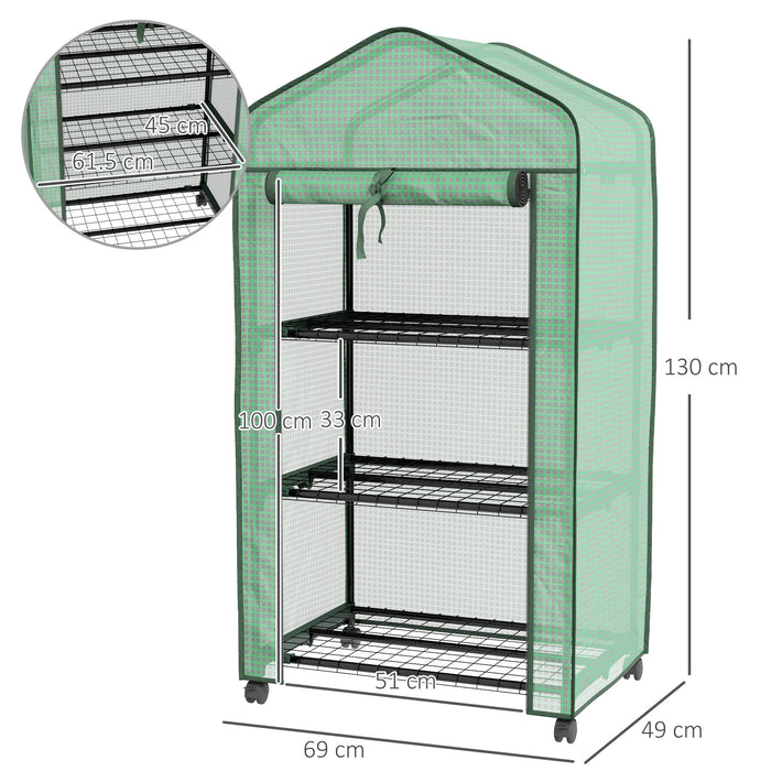Outsunny Three-Tier Mini Greenhouse - Green | Aosom UK