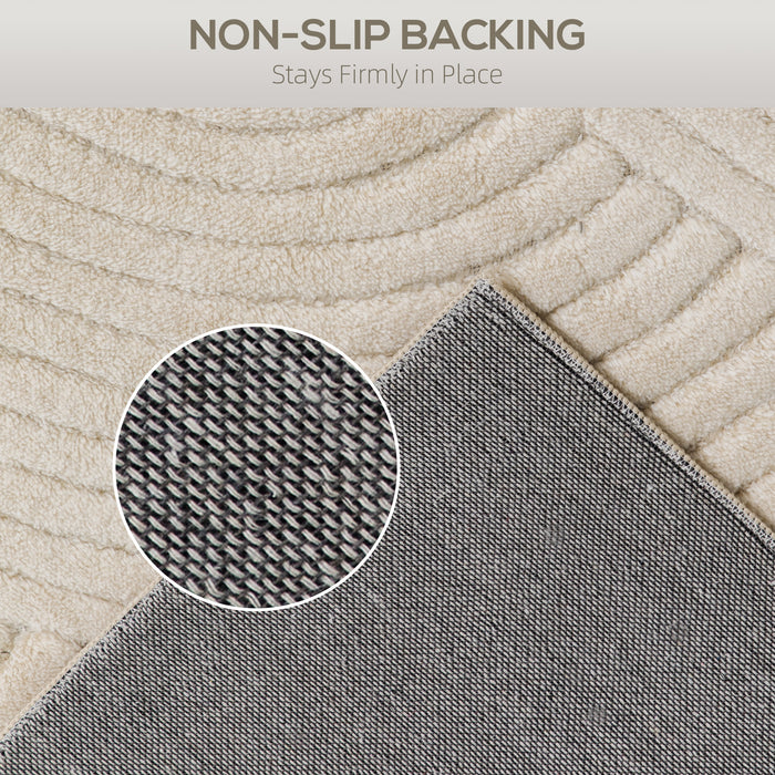 HOMCOM Modern Geometric Rug, Thick Plush, Non-Slip, 160 x 120 cm – Cream, Living Room/Bedroom/Office
