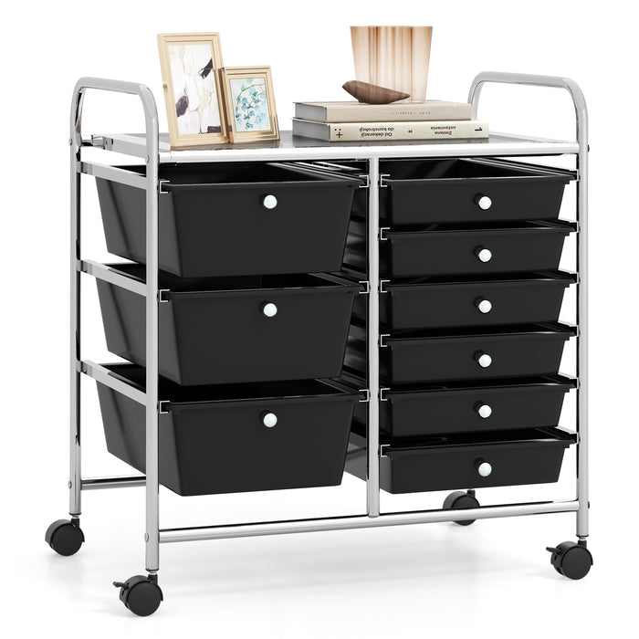9-Drawer Rolling Storage Cart Tools Scrapbook Paper Organizer-