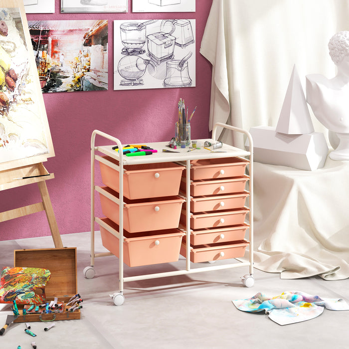 9-Drawer Rolling Storage Cart Tools Scrapbook Paper Organizer-
