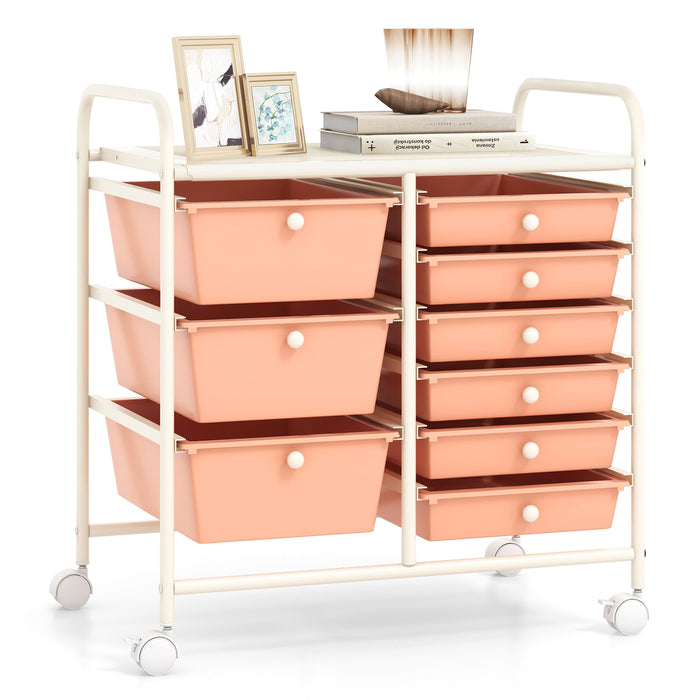 9-Drawer Rolling Storage Cart Tools Scrapbook Paper Organizer-