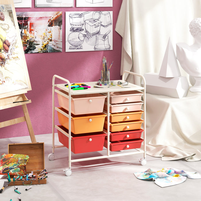 9-Drawer Rolling Storage Cart Tools Scrapbook Paper Organizer-