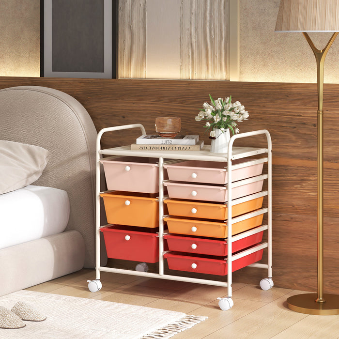 9-Drawer Rolling Storage Cart Tools Scrapbook Paper Organizer-