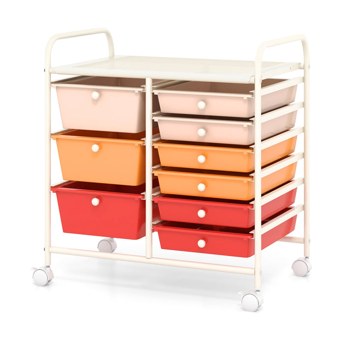 9-Drawer Rolling Storage Cart Tools Scrapbook Paper Organizer-