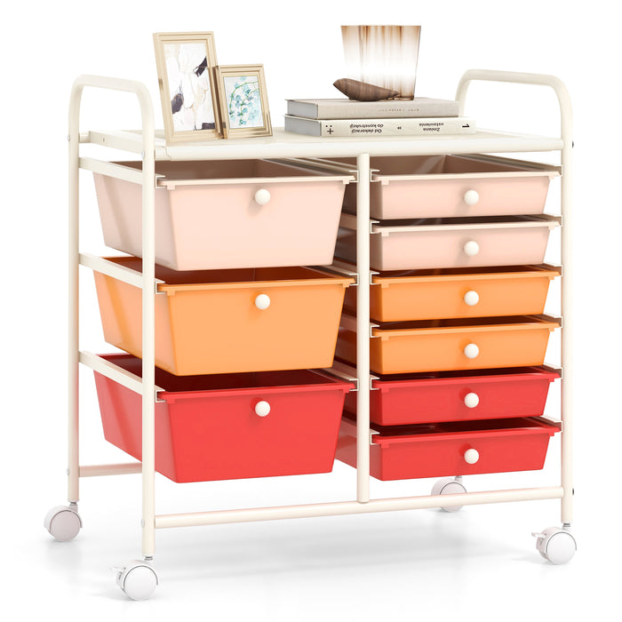 9-Drawer Rolling Storage Cart Tools Scrapbook Paper Organizer-