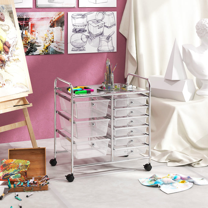 9-Drawer Rolling Storage Cart Tools Scrapbook Paper Organizer-