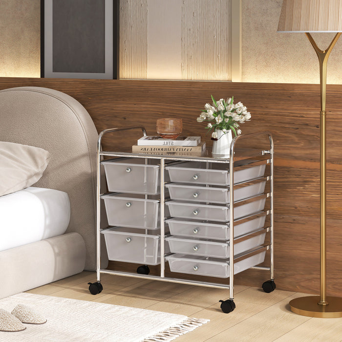 9-Drawer Rolling Storage Cart Tools Scrapbook Paper Organizer-