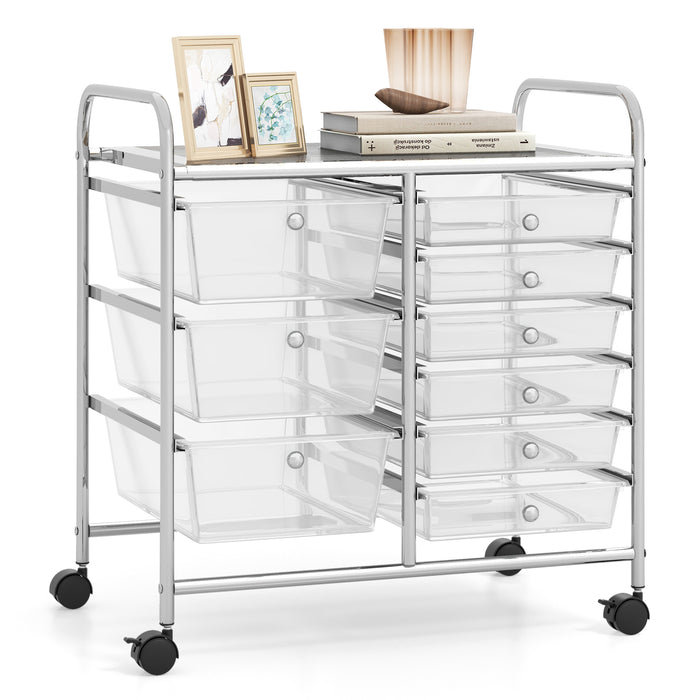 9-Drawer Rolling Storage Cart Tools Scrapbook Paper Organizer-