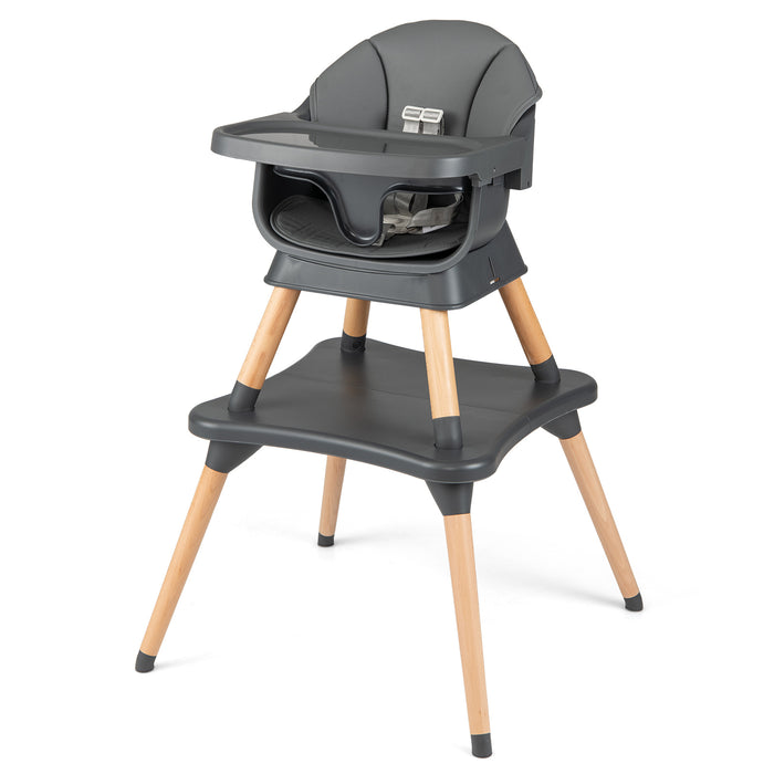 9-in-1 Convertible High Chair with Solid Wood Legs and Harness for Babies-