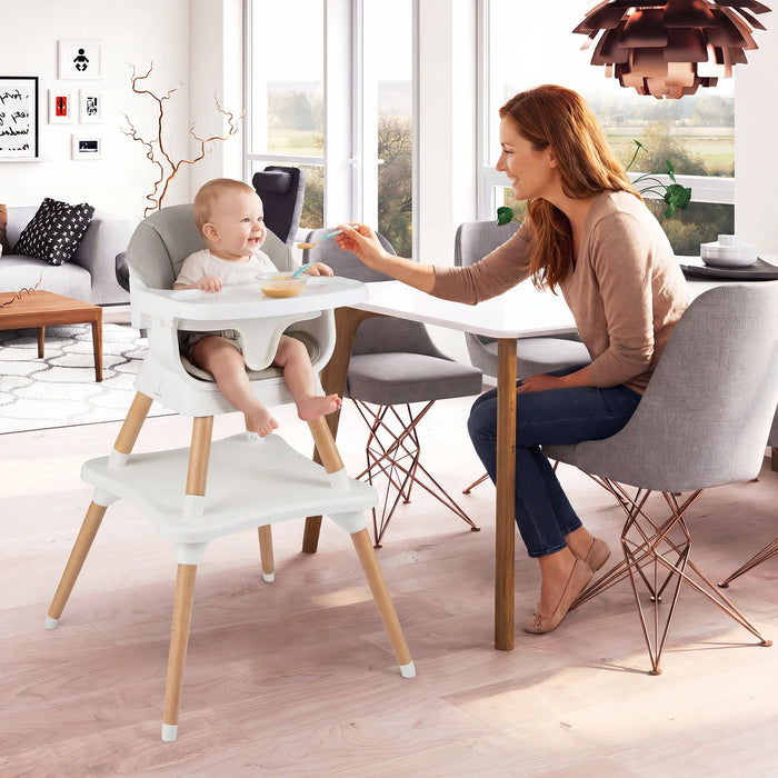 9-in-1 Convertible High Chair with Solid Wood Legs and Harness for Babies-
