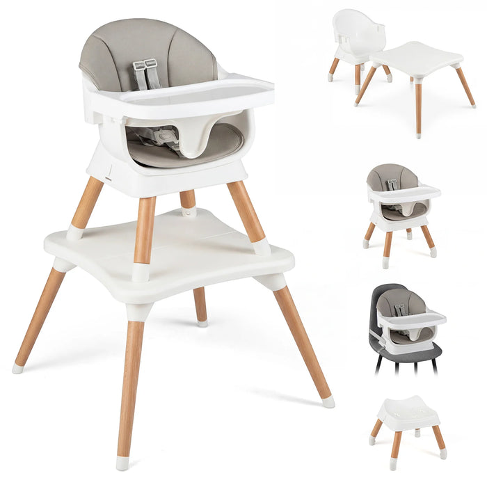 9-in-1 Convertible High Chair with Solid Wood Legs and Harness for Babies-