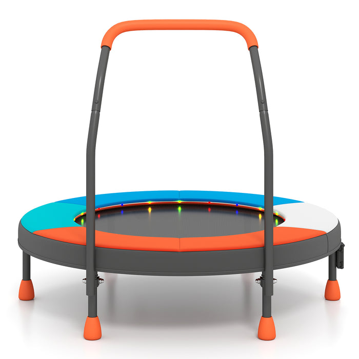 90 cm Folding  Mini Trampoline for Kids with Lights and Padded Safety Cover-Pink