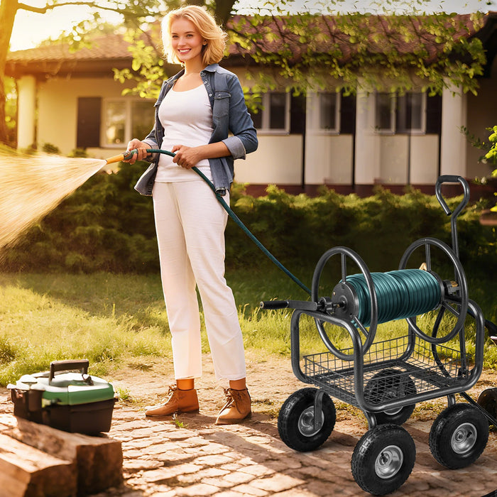 90 m of 16 mm Large Capacity Garden Hose Reel Cart-