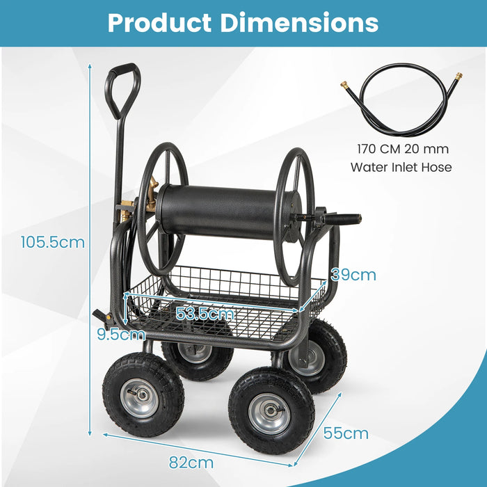 90 m of 16 mm Large Capacity Garden Hose Reel Cart-