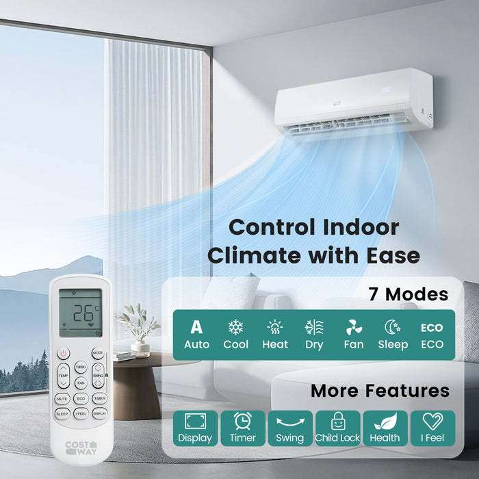 9000 BTU (2.6 kW) Mini Split Air Conditioner A++ Energy Efficient AC Unit-