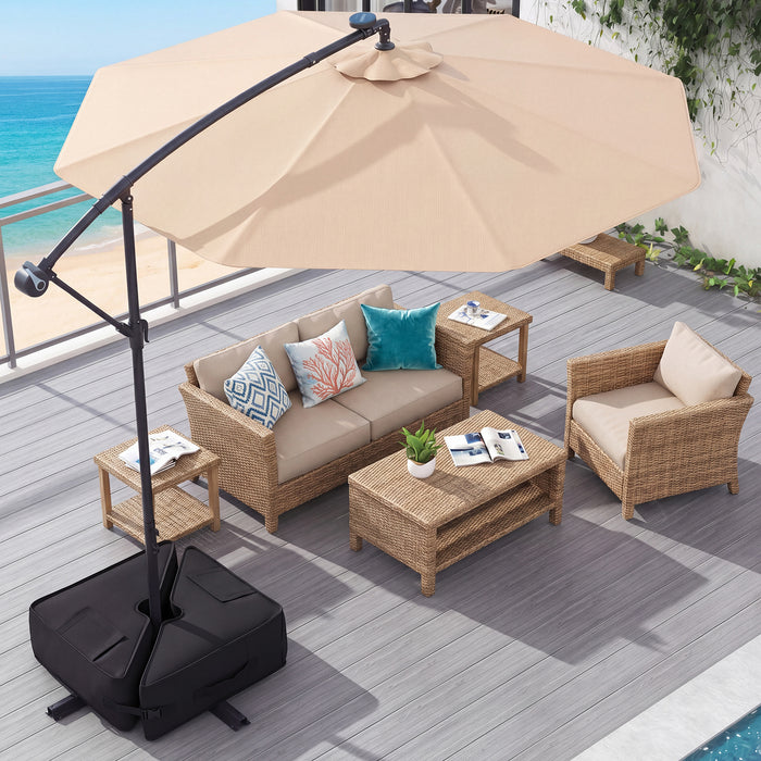 900D Oxford Fillable Heavy-Duty Weatherproof Cantilever Offset Patio Umbrella Stand with Slots-