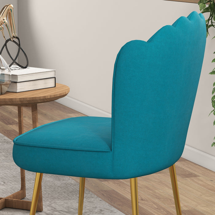 HOMCOM Velvet-Feel Shell Accent Chair - Blue | Aosom UK