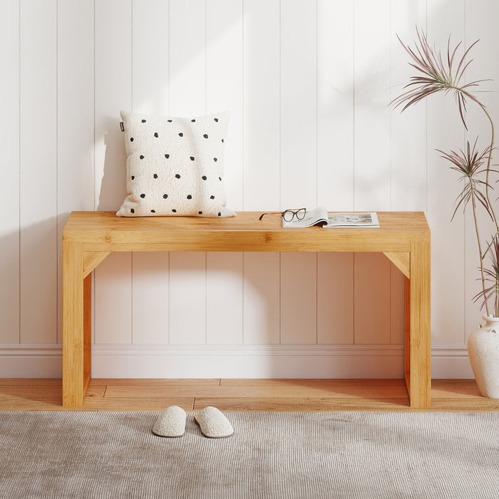 90CM Bamboo Farmhouse Entryway Bench Conversation Seat-