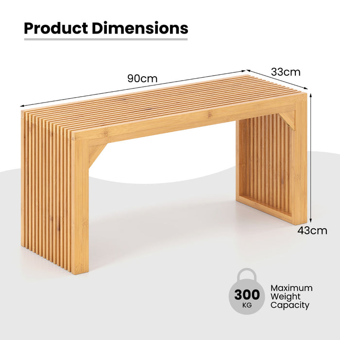 90CM Bamboo Farmhouse Entryway Bench Conversation Seat-