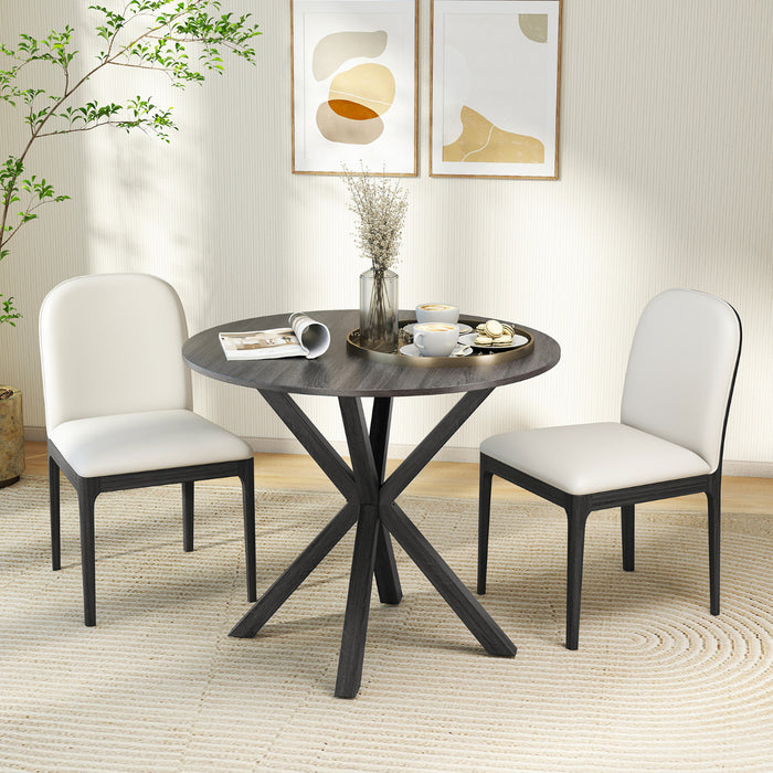 90CM Wood Dining Table with Intersecting Pedestal Base-