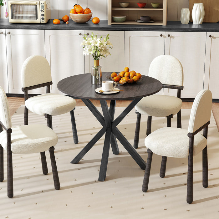 90CM Wood Dining Table with Intersecting Pedestal Base-