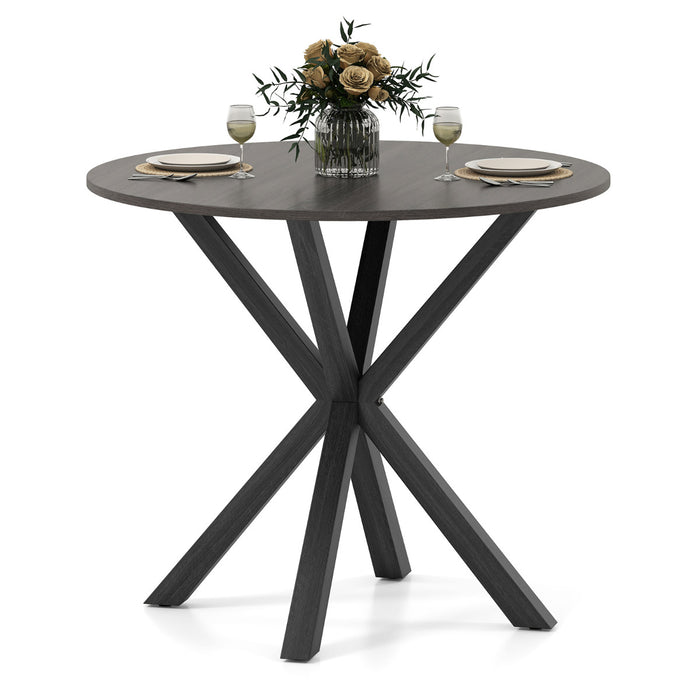 90CM Wood Dining Table with Intersecting Pedestal Base-