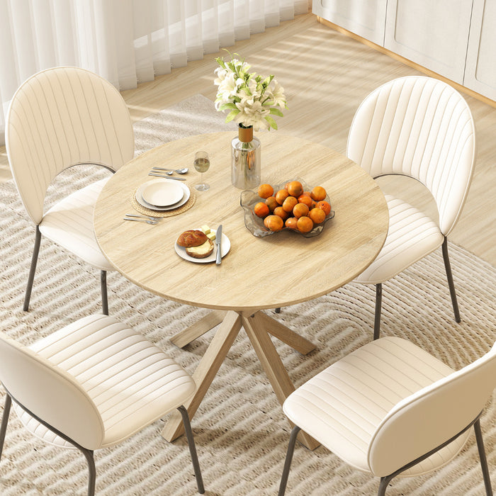 90CM Wood Dining Table with Intersecting Pedestal Base-