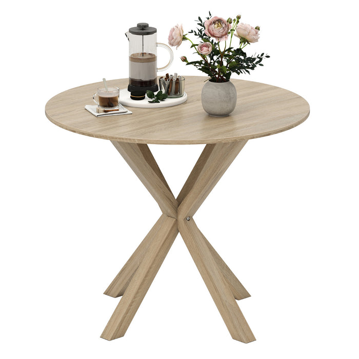 90CM Wood Dining Table with Intersecting Pedestal Base-