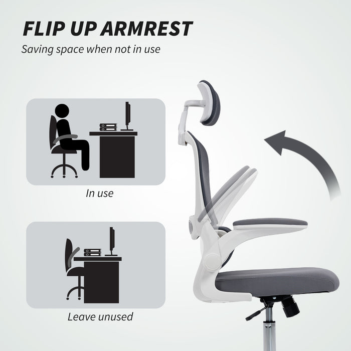 HOMCOM Mesh Back Office Chair, with Lumbar Support - Charcoal Grey